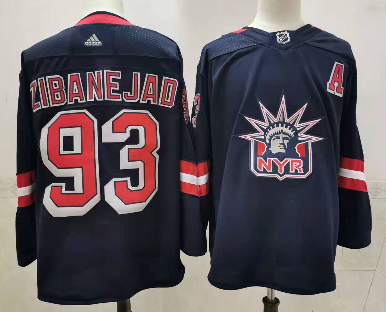Men New York Rangers #93 Mika Zibanejad Navy Authentic Stitched 2020 Adidias NHL Jersey->new york rangers->NHL Jersey
